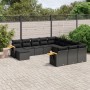 Set Divani da Giardino 11 pz con Cuscini in Polyrattan Nero