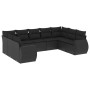 Set Divani da Giardino 9 pz con Cuscini Nero in Polyrattan