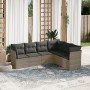 Set Divano da Giardino 6 pz con Cuscini Grigio in Polyrattan