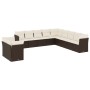 Set Divani da Giardino 11 pz con Cuscini Polyrattan Marrone