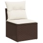 Set Divani da Giardino 11 pz con Cuscini Polyrattan Marrone