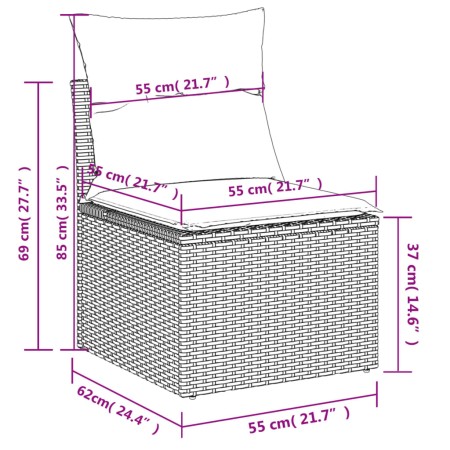 Set Divani da Giardino 11 pz con Cuscini Polyrattan Marrone