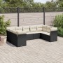 Set Divani da Giardino 9 pz con Cuscini Nero in Polyrattan