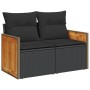 Set Divani da Giardino 3 pz con Cuscini in Polyrattan Nero
