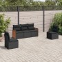 Set Divani da Giardino 5 pz con Cuscini in Polyrattan Nero