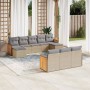 Set Divano da Giardino 10 pz con Cuscini Beige in Polyrattan