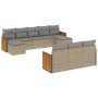 Set Divano da Giardino 10 pz con Cuscini Beige in Polyrattan