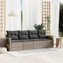 Set Divani da Giardino 4 pz con Cuscini in Polyrattan Grigio