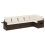 Set Divano da Giardino 6 pz con Cuscini Marrone in Polyrattan