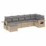 Set Divani da Giardino 7 pz con Cuscini Beige in Polyrattan