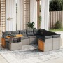 Set Divano da Giardino 10 pz con Cuscini Grigio in Polyrattan