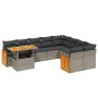 Set Divano da Giardino 10 pz con Cuscini Grigio in Polyrattan