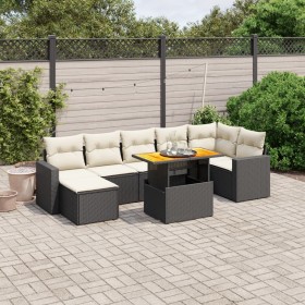 Set Divani da Giardino con Cuscini 8 pz Nero in Polyrattan