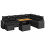 Set Divani da Giardino 9 pz con Cuscini Nero in Polyrattan