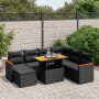 Set Divani da Giardino con Cuscini 8 pz Nero in Polyrattan