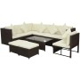 Set Divani da Giardino 8 pz con Cuscini in Polyrattan Marrone