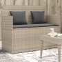 Panca da Giardino con Cuscini Grigio Chiaro in Polyrattan