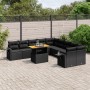 Set Divani da Giardino 11 pz con Cuscini in Polyrattan Nero