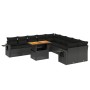 Set Divani da Giardino 11 pz con Cuscini in Polyrattan Nero