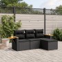 Set Divani da Giardino 4 pz con Cuscini Nero in Polyrattan