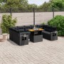 Set Divani da Giardino 10pz con Cuscini in Polyrattan Nero