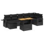 Set Divani da Giardino con Cuscini 8 pz Nero in Polyrattan