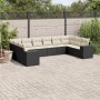 Set Divani da Giardino 10pz con Cuscini in Polyrattan Nero