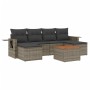 Set Divani da Giardino 7 pz con Cuscini Grigio in Polyrattan