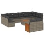 Set Divani da Giardino 13 pz con Cuscini Grigio in Polyrattan