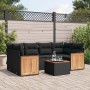 Set Divani da Giardino con Cuscini 7pz Nero Polyrattan