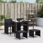 Set da Pranzo da Giardino 5 pz Nero con Cuscini in Polyrattan