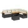 Set Divani da Giardino con Cuscini 7pz Nero Polyrattan