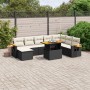 Set Divani da Giardino con Cuscini 8 pz Nero in Polyrattan