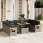 Set Divano da Giardino 10 pz con Cuscini Grigio in Polyrattan