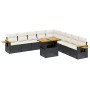 Set Divani da Giardino 11 pz con Cuscini in Polyrattan Nero