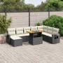 Set Divani da Giardino 9 pz con Cuscini Nero in Polyrattan