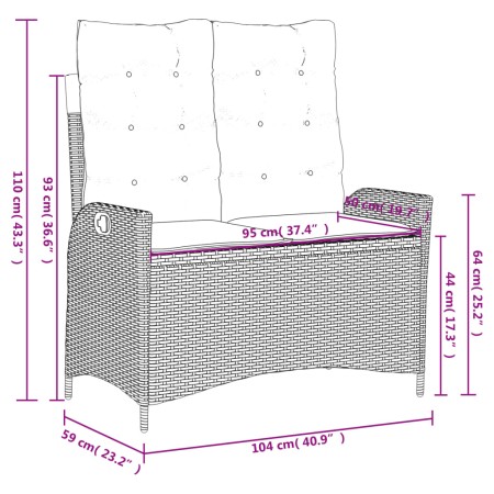 Set da Pranzo da Giardino 4 pz con Cuscini Nero in Polyrattan