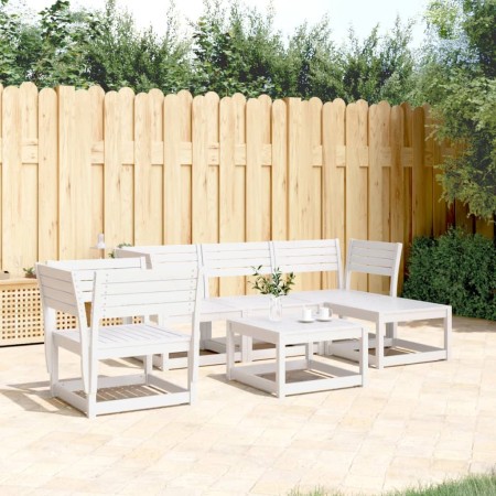 Set Salotto da Giardino 5 pz Bianco in Legno Massello di Pino