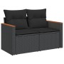 Set Divani da Giardino 3 pz con Cuscini in Polyrattan Nero