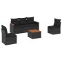 Set Divano da Giardino 6 pz con Cuscini Nero in Polyrattan