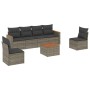 Set Divani da Giardino 7 pz con Cuscini Grigio in Polyrattan