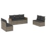 Set Divani da Giardino 7 pz con Cuscini Grigio in Polyrattan