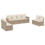 Set Divano da Giardino 8 pz con Cuscini Beige in Polyrattan