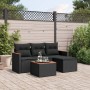 Set Divani da Giardino 5 pz con Cuscini in Polyrattan Nero