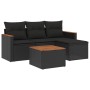 Set Divani da Giardino 5 pz con Cuscini in Polyrattan Nero