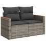 Set Divani da Giardino 4 pz con Cuscini in Polyrattan Grigio