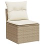 Set Divano da Giardino 6 pz con Cuscini Beige in Polyrattan