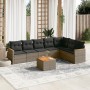 Set Divano da Giardino 8 pz con Cuscini Grigio in Polyrattan