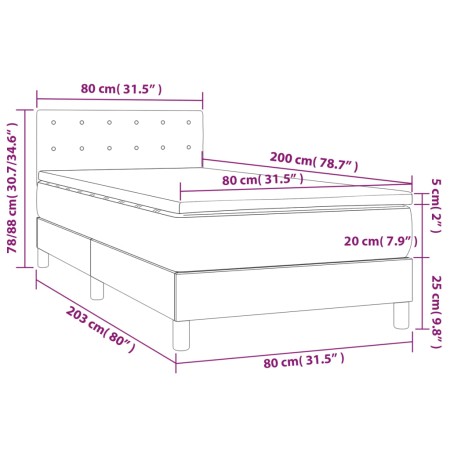 Giroletto a Molle con Materasso Grigio Scuro 80x200 cm Tessuto