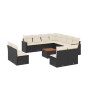 Set Divani da Giardino 12 pz con Cuscini Nero in Polyrattan